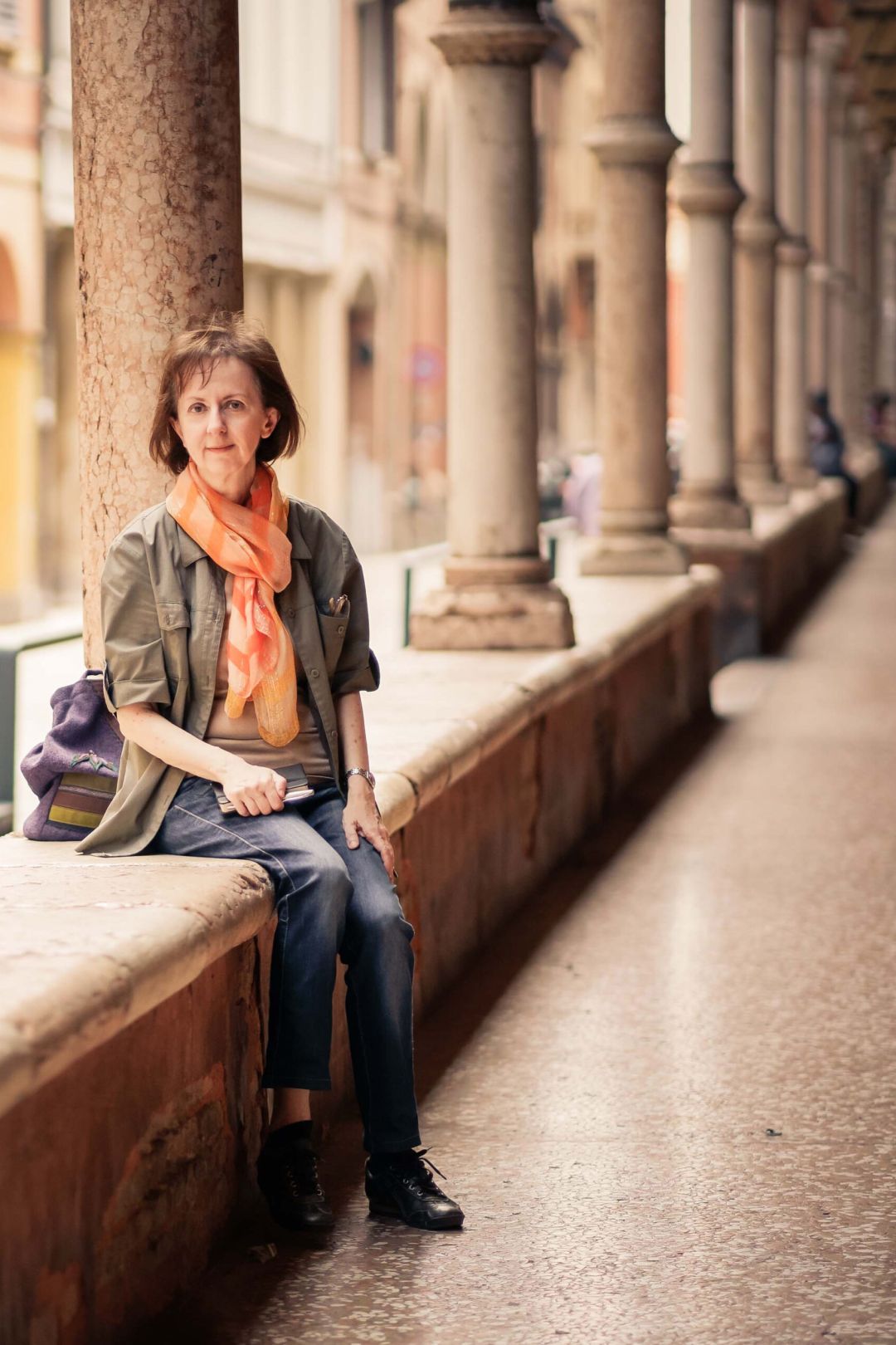 Paola sotto i portici a Bologna